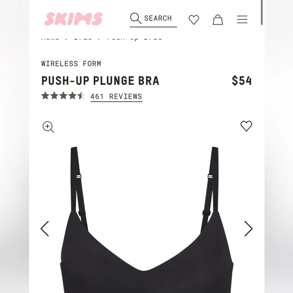 Skims Kim Kardashian Wireless Form Push Up Plunge Bra in Onyx Black 34C - Picture 3 of 12